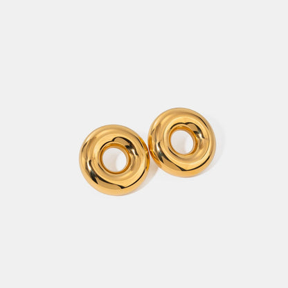 Elegant 18K gold-plated round stainless steel earrings