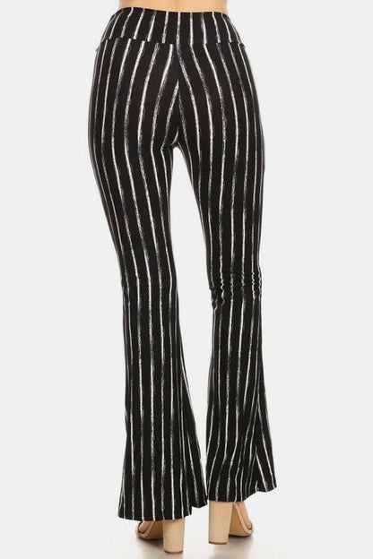 Leggings Depot Striped High Waist Flare Pants.