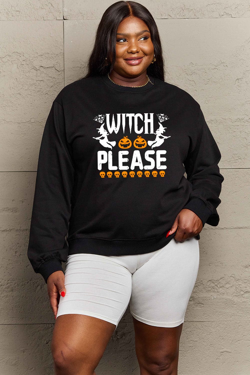 Simply Love Full Size WITCH PLEASE Graphic Sweatshirt.