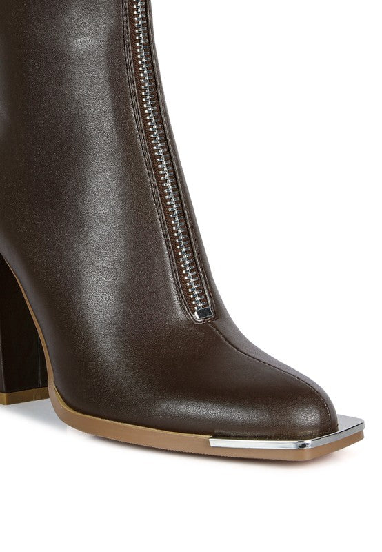 Chic metallic zipper ankle boots