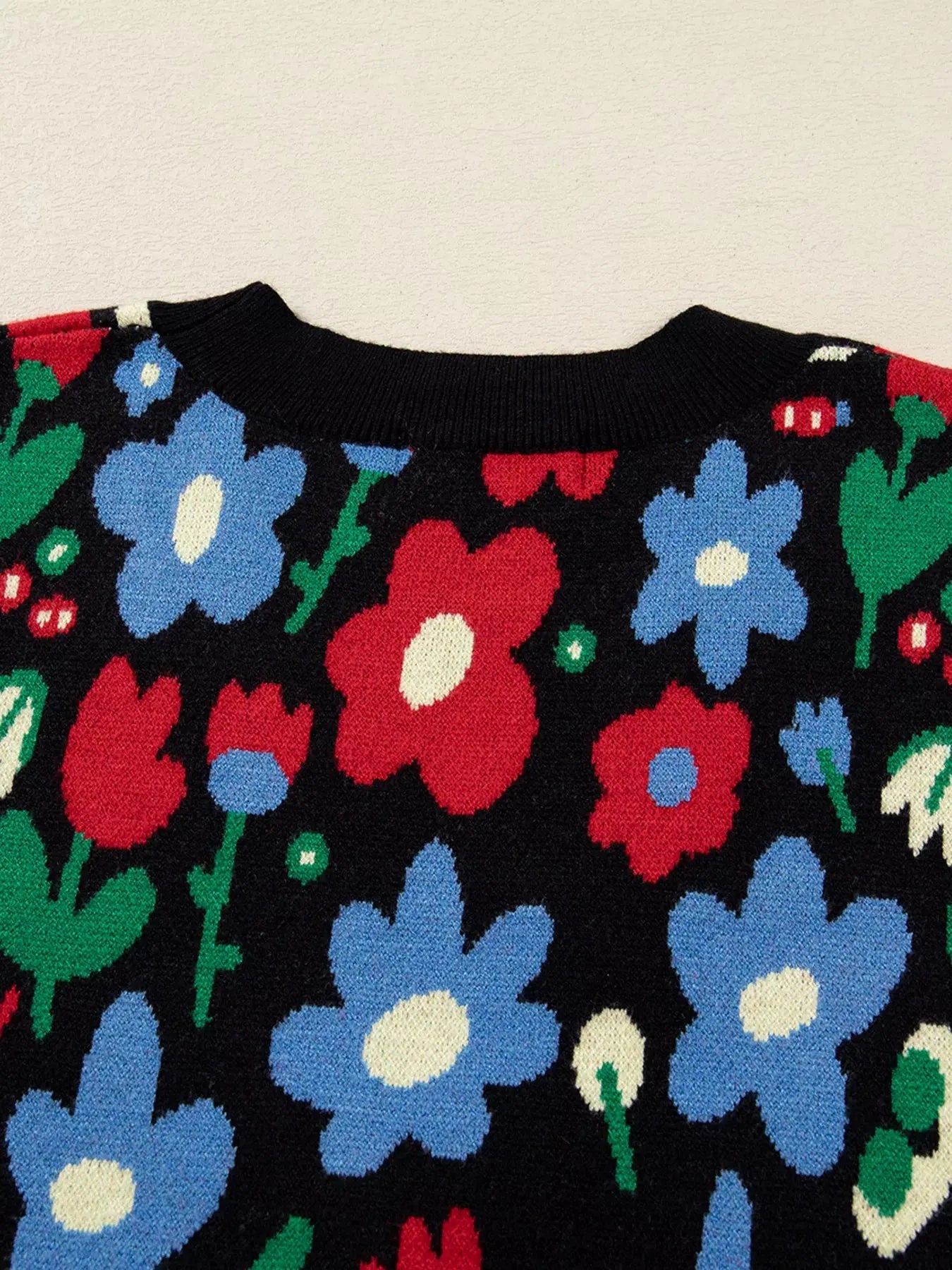 Floral Print V Neck Buttoned Cardigan Simply Love