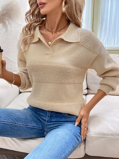 Chic dropped shoulder sweater with collar detail