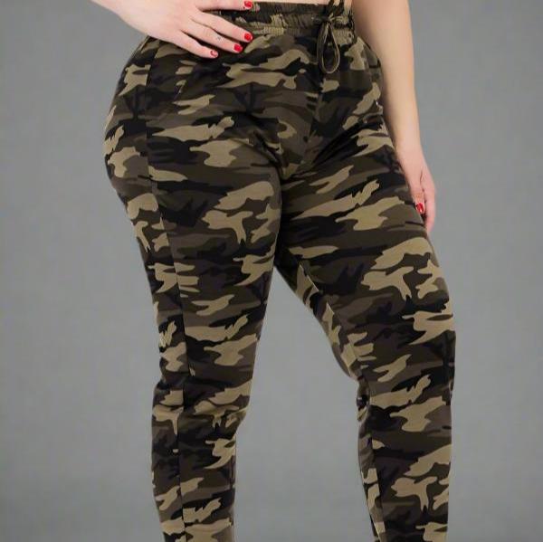 French Terry Camo Print Joggers - Soft & Stretchy Women's Joggers Small - 3X Coco’s Tee Boutique