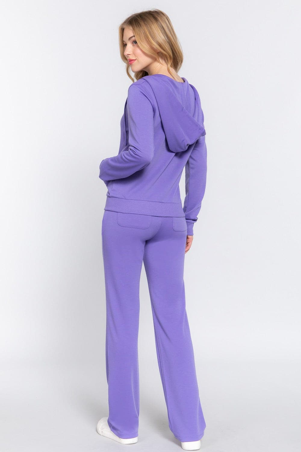 ACTIVE BASIC French Terry Zip Up Hoodie and Drawstring Pants Set.