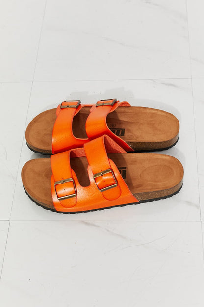 MMShoes Feeling Alive Double Banded Slide Sandals in Orange.