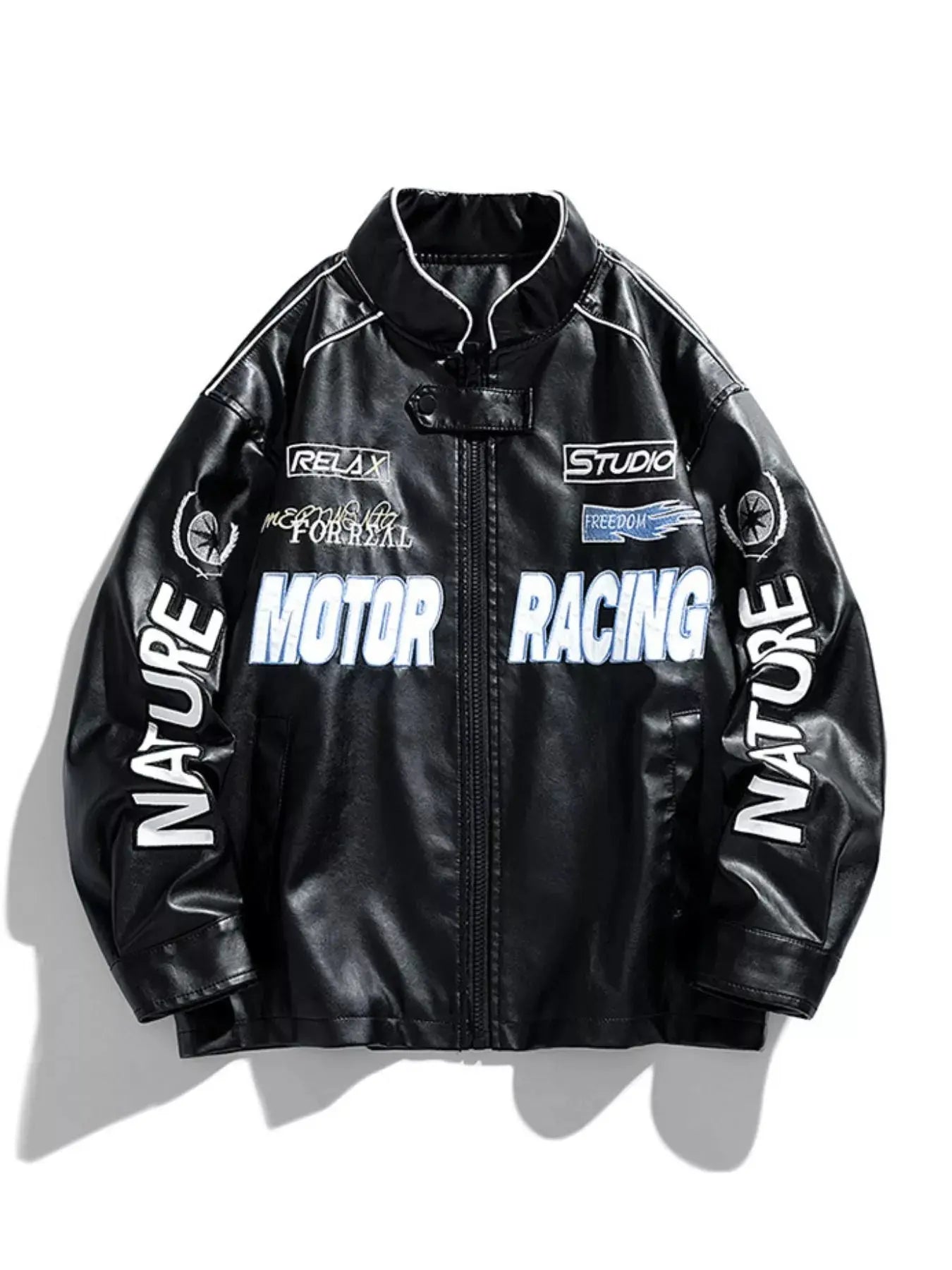 Men's Plus Size Motor Racing Leather Jacket Simply Love