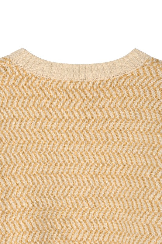 Chic herringbone crew neck sweater for effortless style