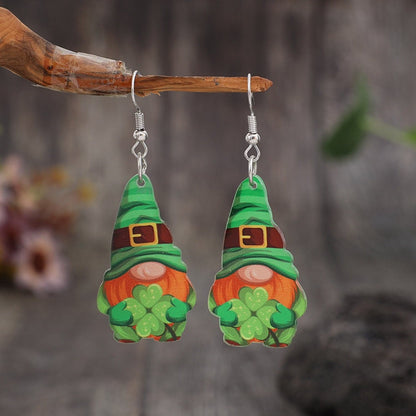 Wooden Alloy Dangle Earrings.