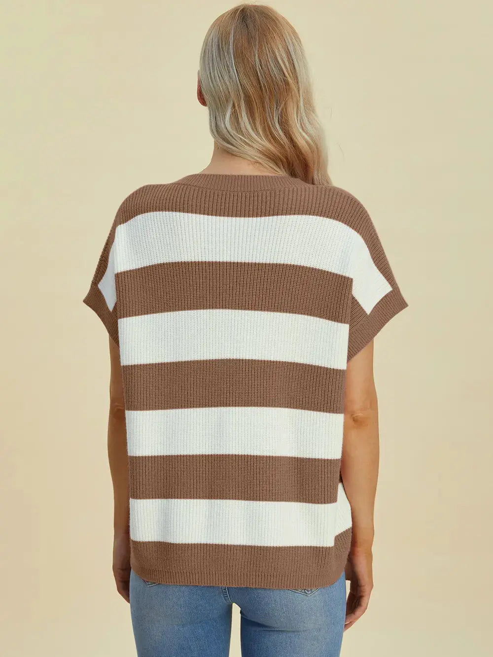 Double Take: Striped V-Neck Sweater - Love Salve
