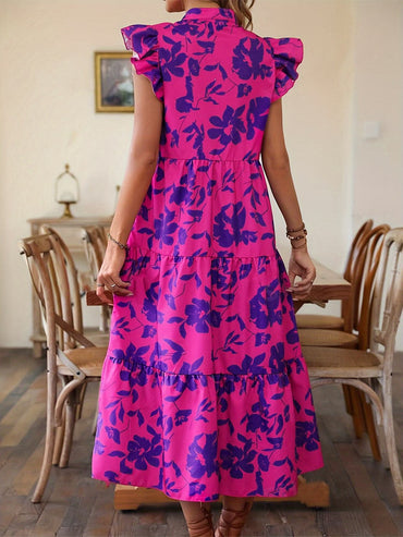 Chic floral midi dress with ruffles