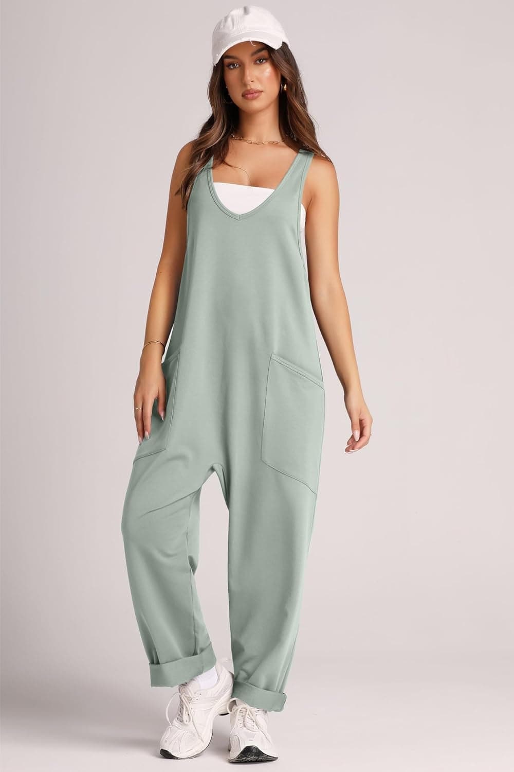 Wide Strap Jumpsuit with Pockets.