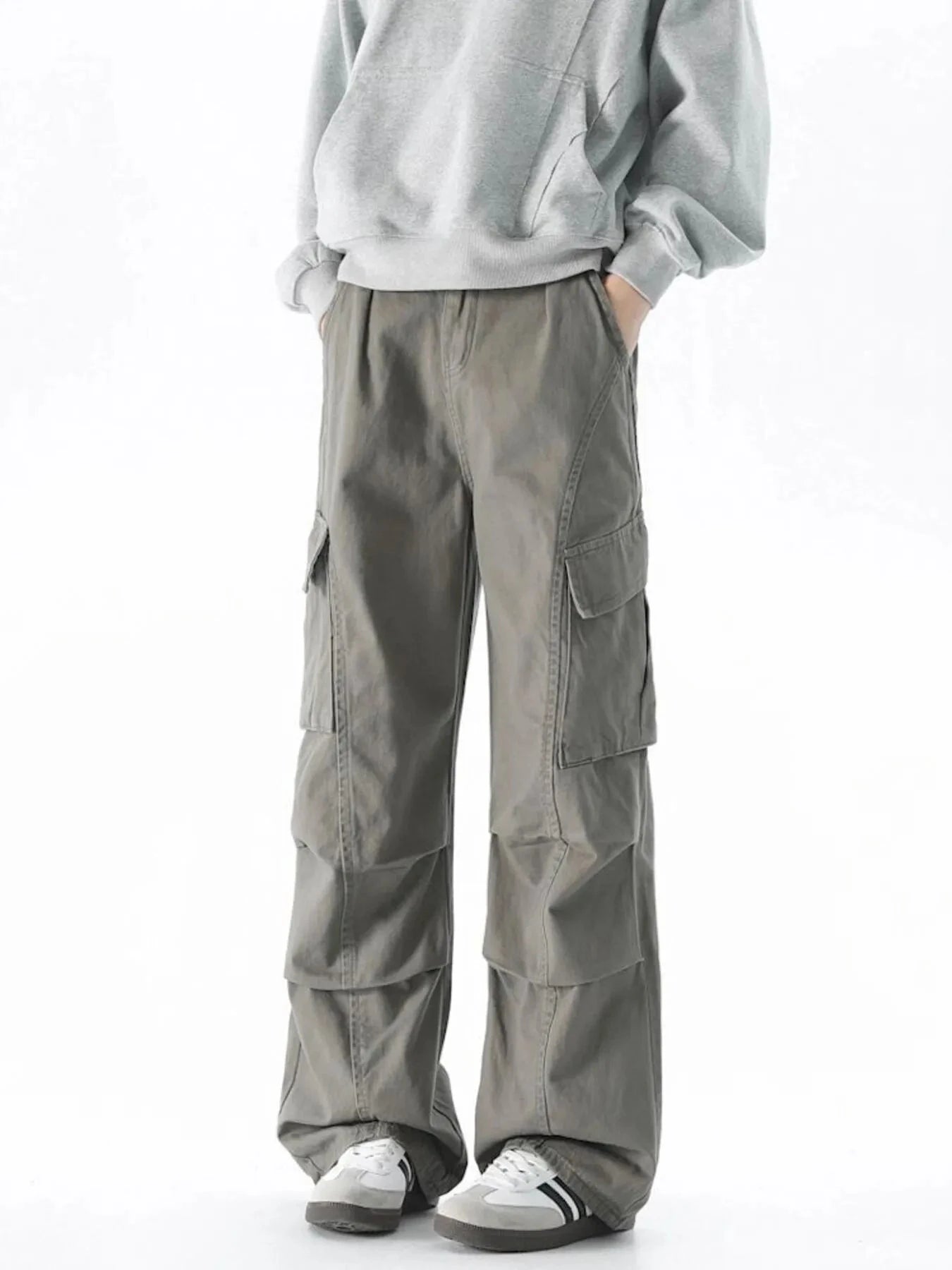 Men's Loose Fit Cargo Pants With Pockets Polyester Spandex Blend Simply Love
