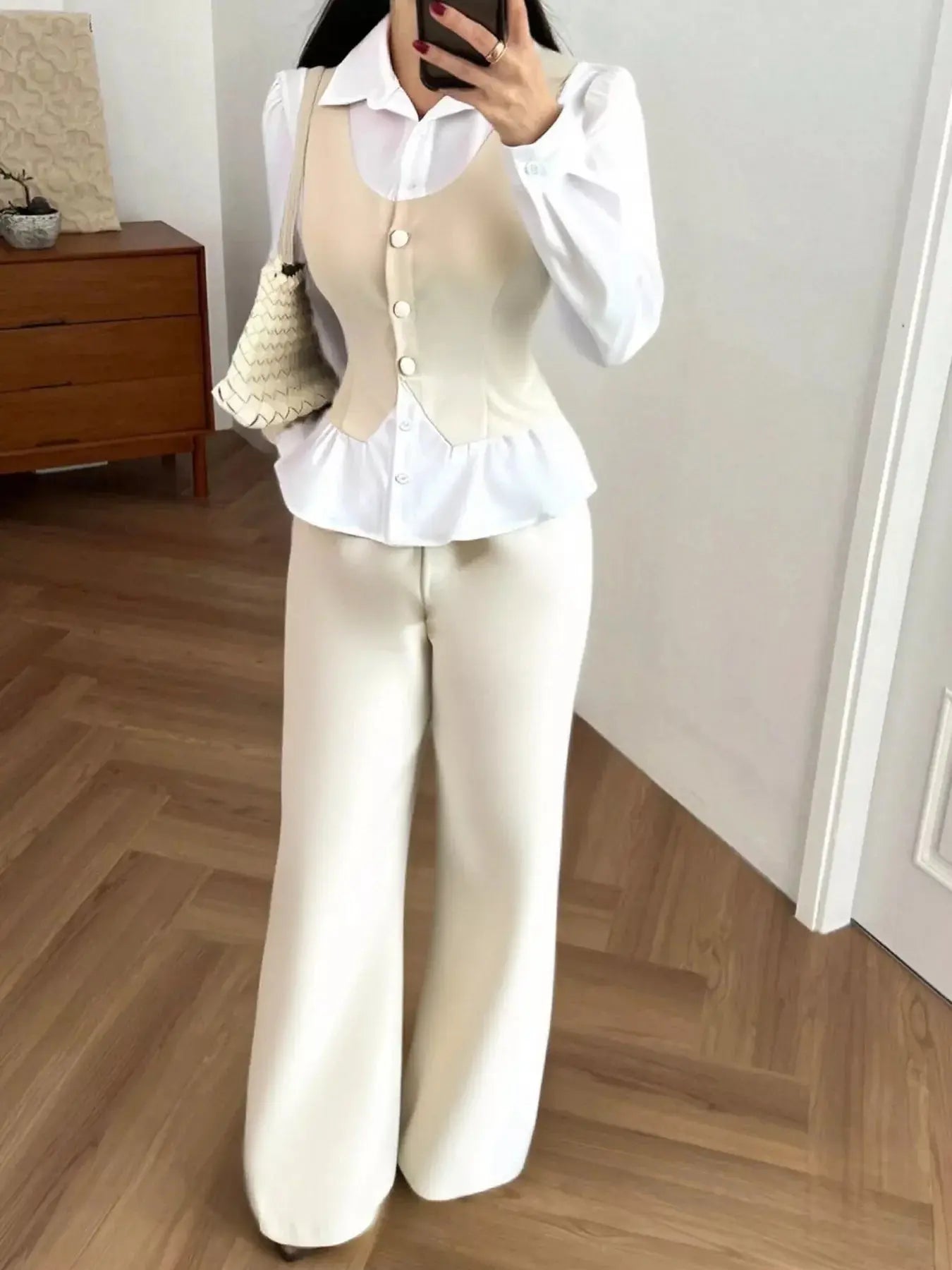 Imported Two Tone Shirt and Pants Set Two Piece Polyester Suit For Women Simply Love
