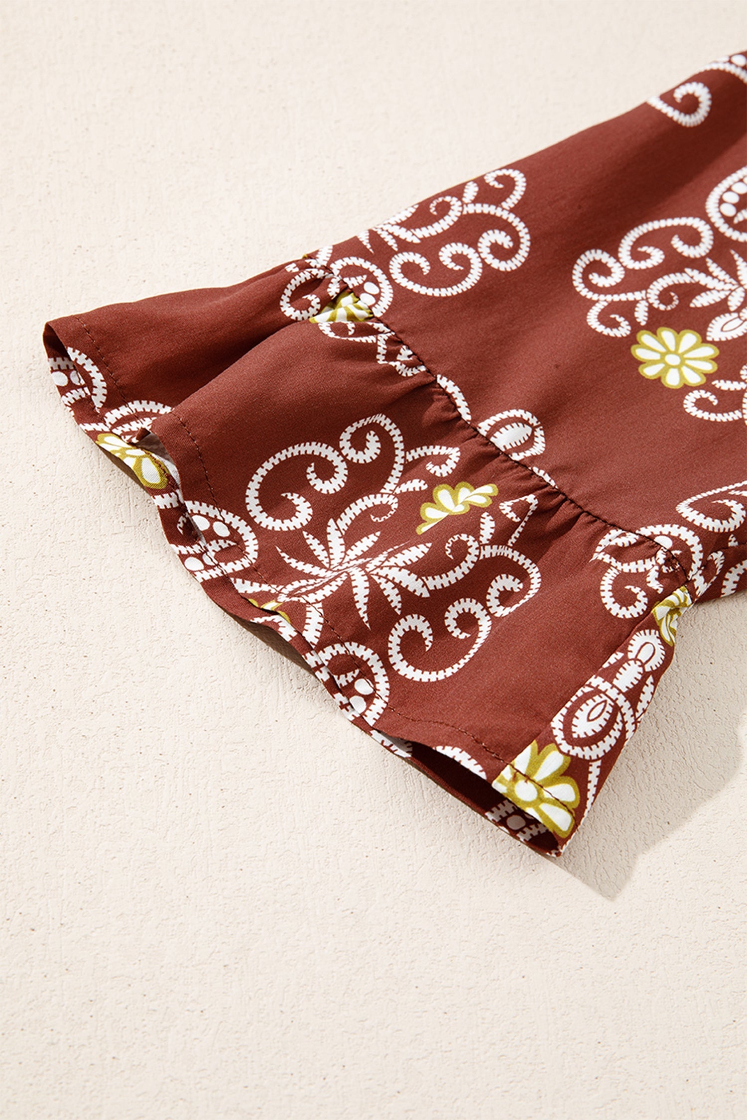 Brown Floral Print Belted Tiered Maxi Dress With Striped Trim Dear-Lover Dropshipping