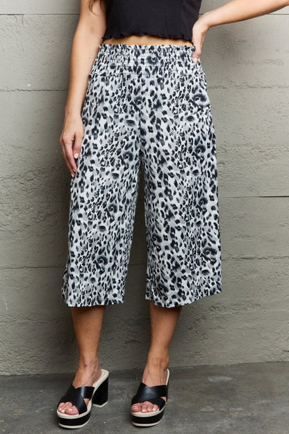 Ninexis Leopard High Waist Flowy Wide Leg Pants with Pockets.