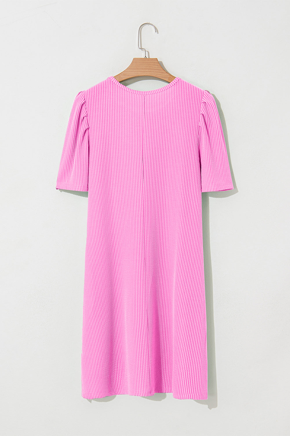 Blossom Corded Crew Neck Puff Sleeve Mini Dress