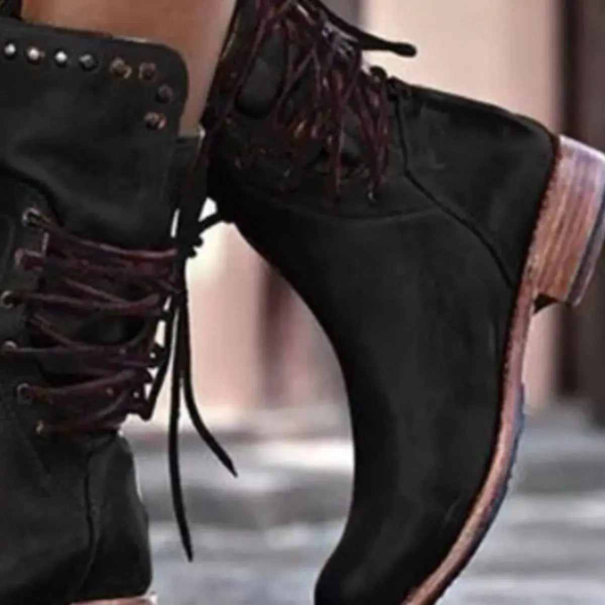 Lace Up Block Heels Boots Simply Love