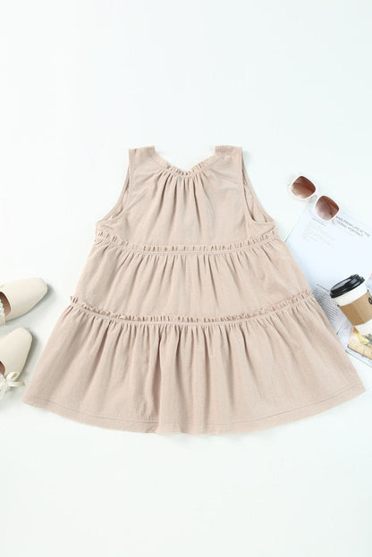 Tiered Frill Tie Neck Tank.