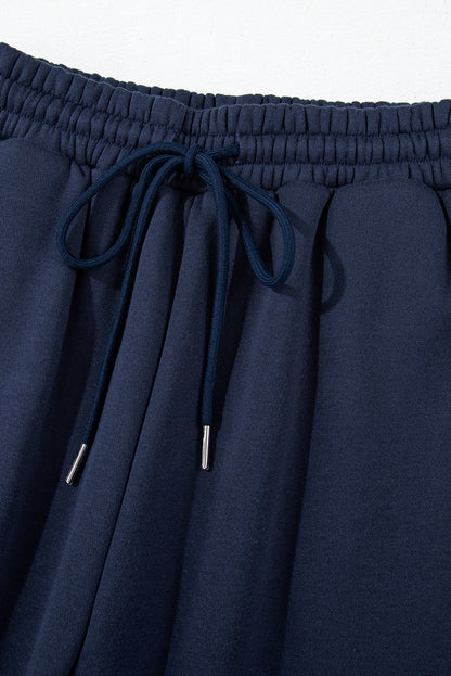 Navy blue pullover and joggers tracksuit with fold-down collar