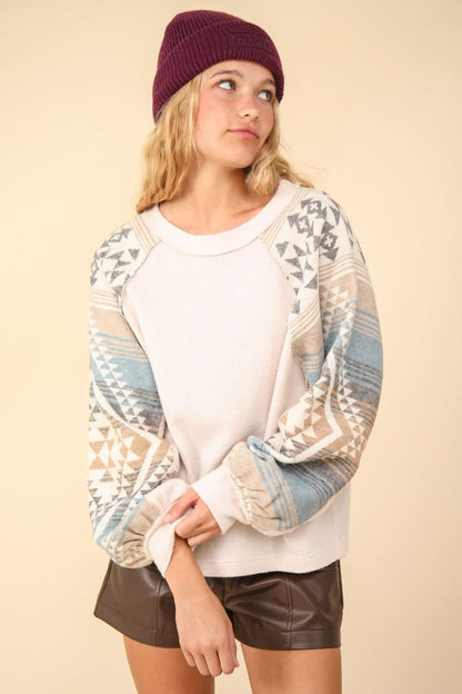 Very J printed knit top - long sleeve