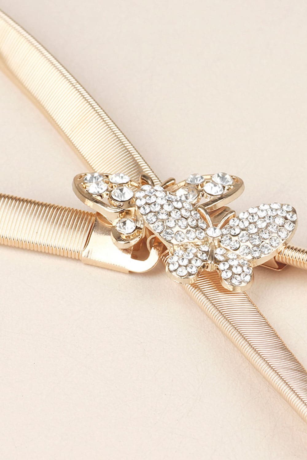 Rhinestone Butterfly Elastic Metal Belt.