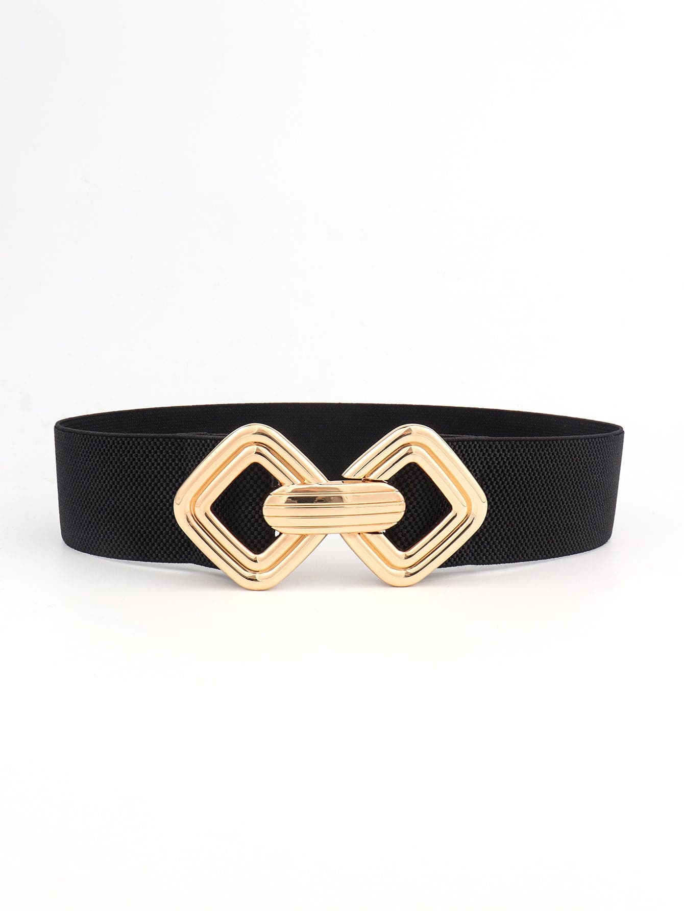 Geometric Buckle Elastic Wide Belt.