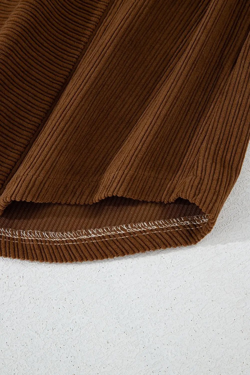 Brown Color Block Chest Pockets Buttoned Corduroy Shacket - Love Salve 