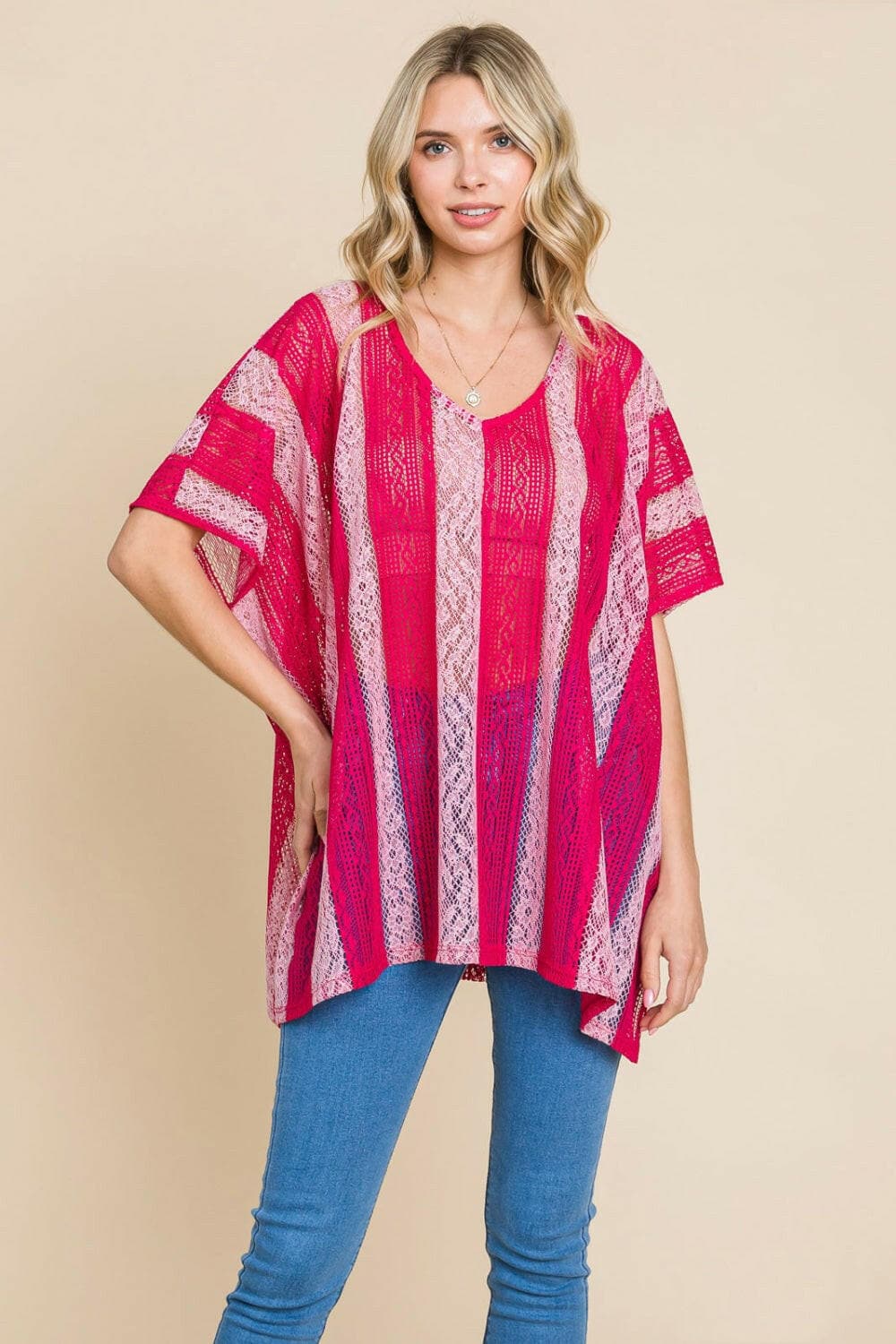 Cotton Bleu by Nu Label V Neck Drop Shoulder Oversize Top.