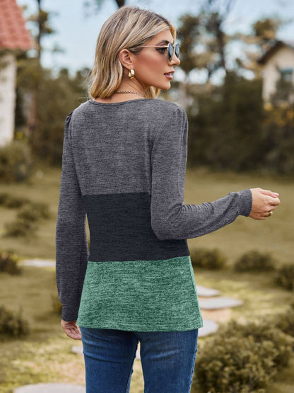 Color block long sleeve top