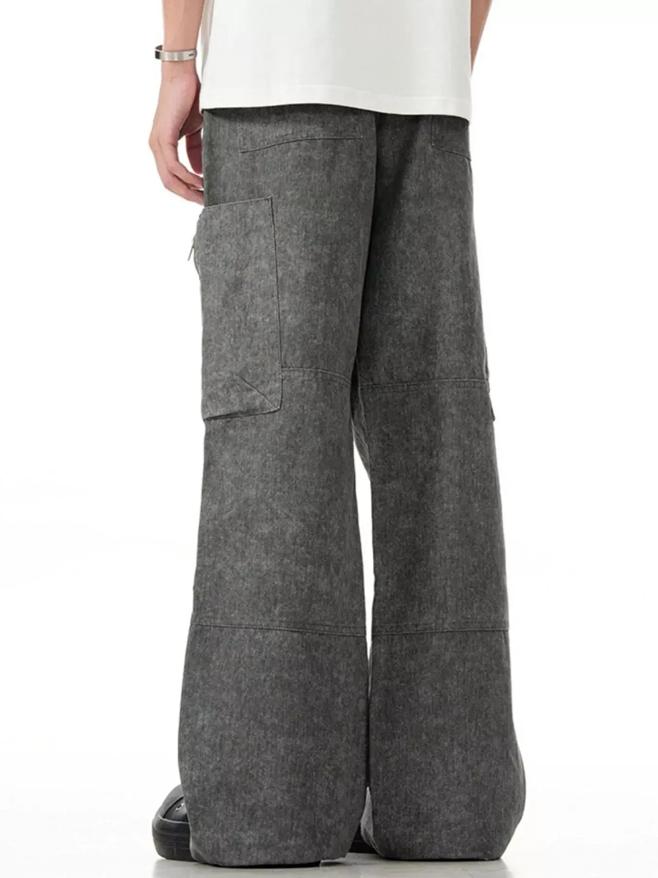 Men's Wide Leg Cargo Pants With Pockets Polyester Spandex Blend Simply Love