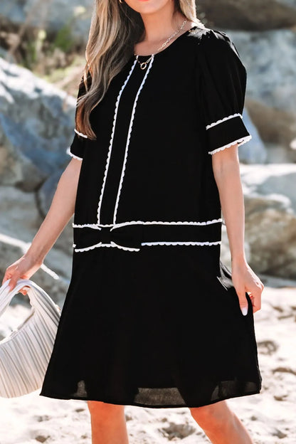 Simply Love: Scallop Trim Bow Dress
