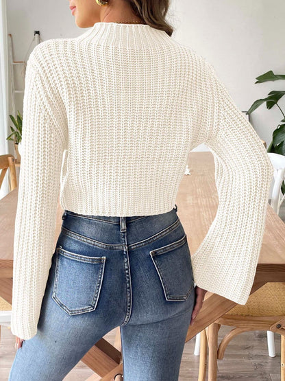 Cozy mock neck long sleeve knit sweater