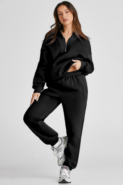 Quarter Zip Long Sleeve Top and Pants Set.