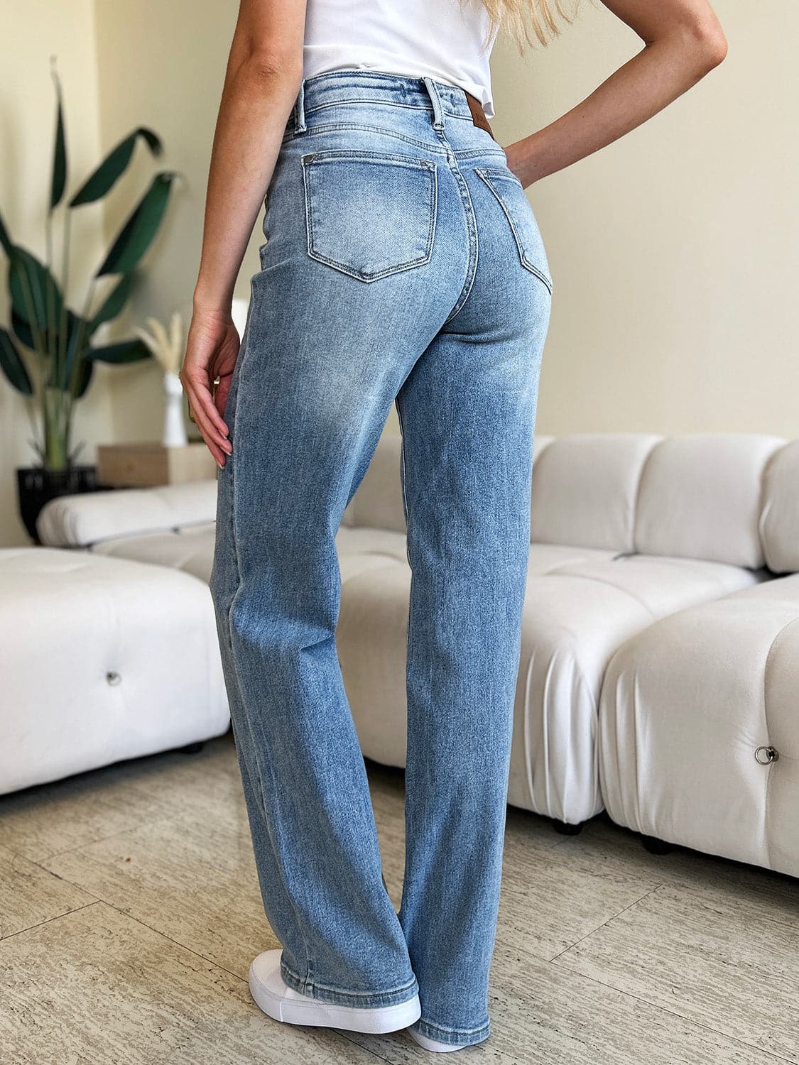 Judy Blue Full Size High Waist Wide Leg Jeans.