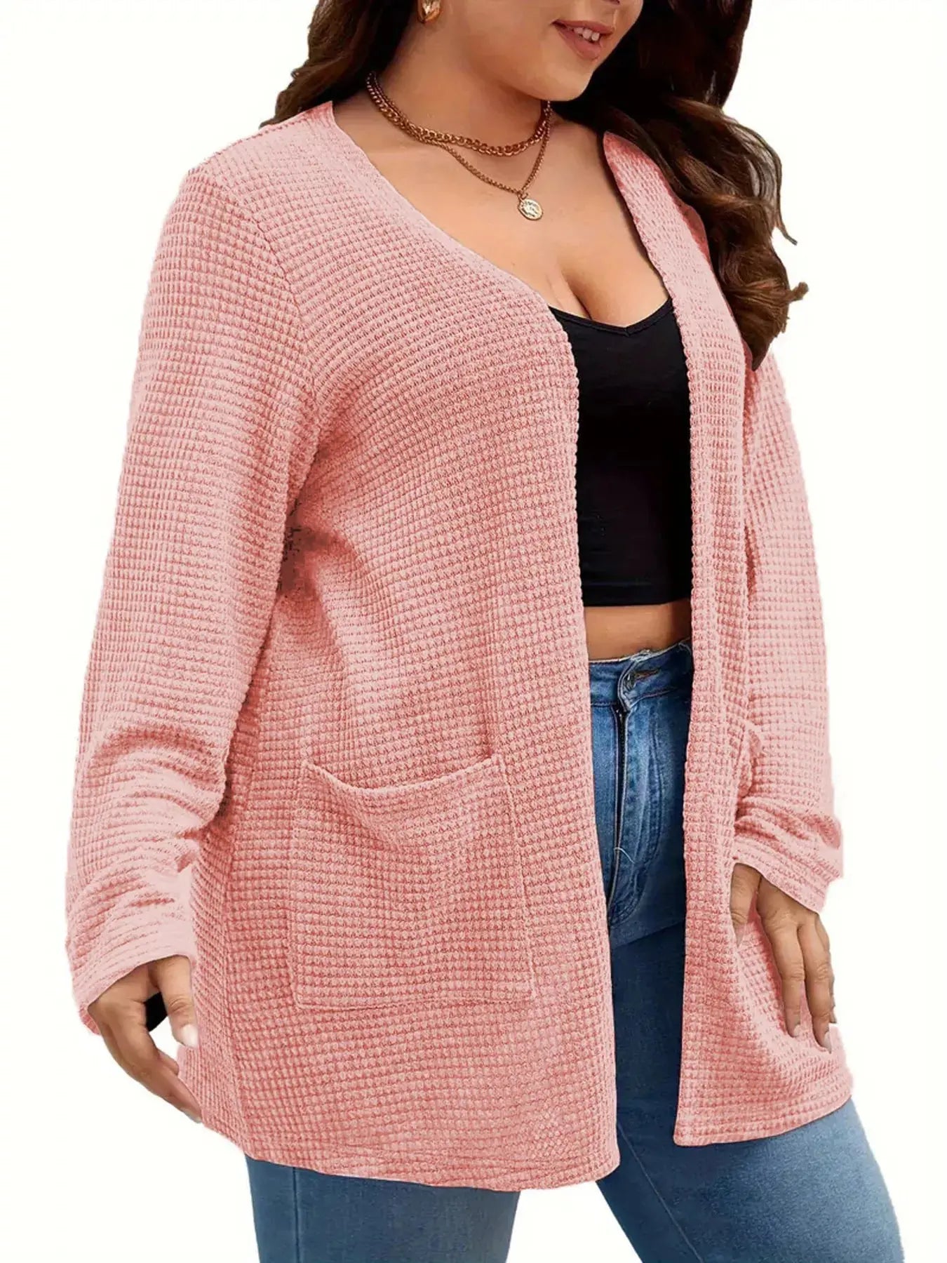 Plus Size Open Front Long Sleeve Knit Cardigan Simply Love