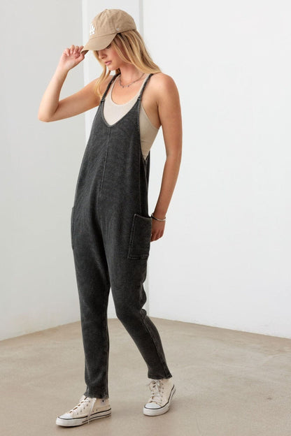 Le Lis Waffle Knit Side Pocket Jumpsuit.