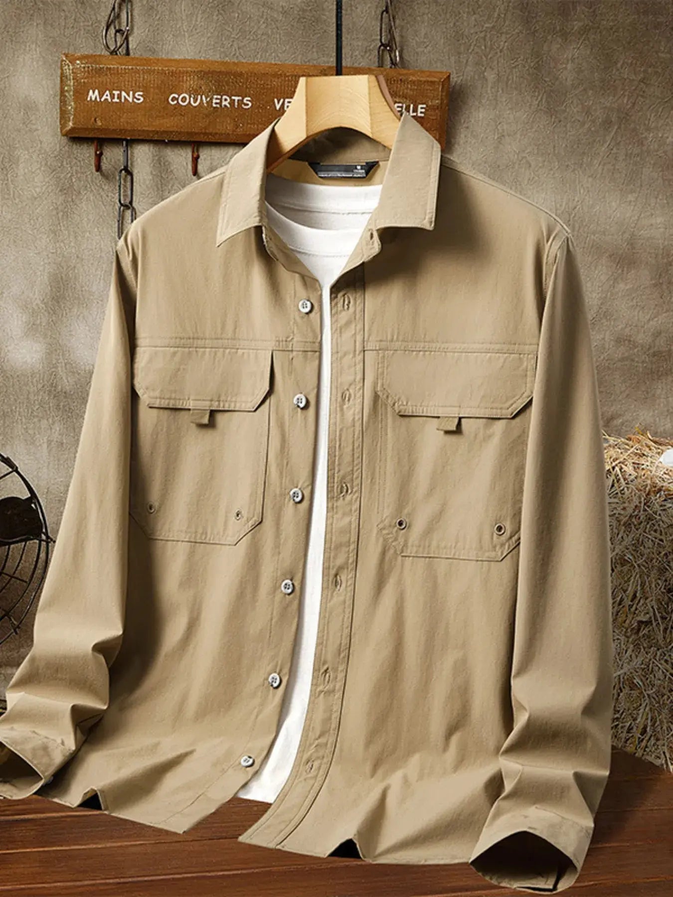 Men's Plus Size Casual Lightweight Button-Down Shacket Simply Love