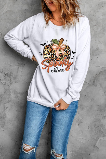 Graphic Round Neck Long Sleeve Sweatshirt.