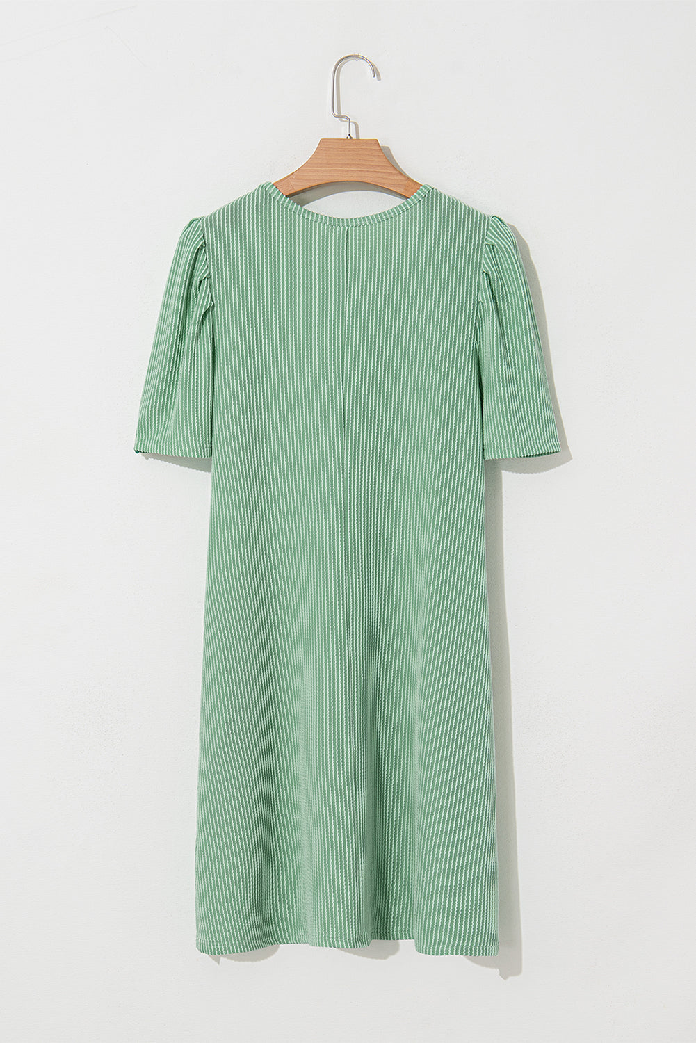 Blossom Corded Crew Neck Puff Sleeve Mini Dress
