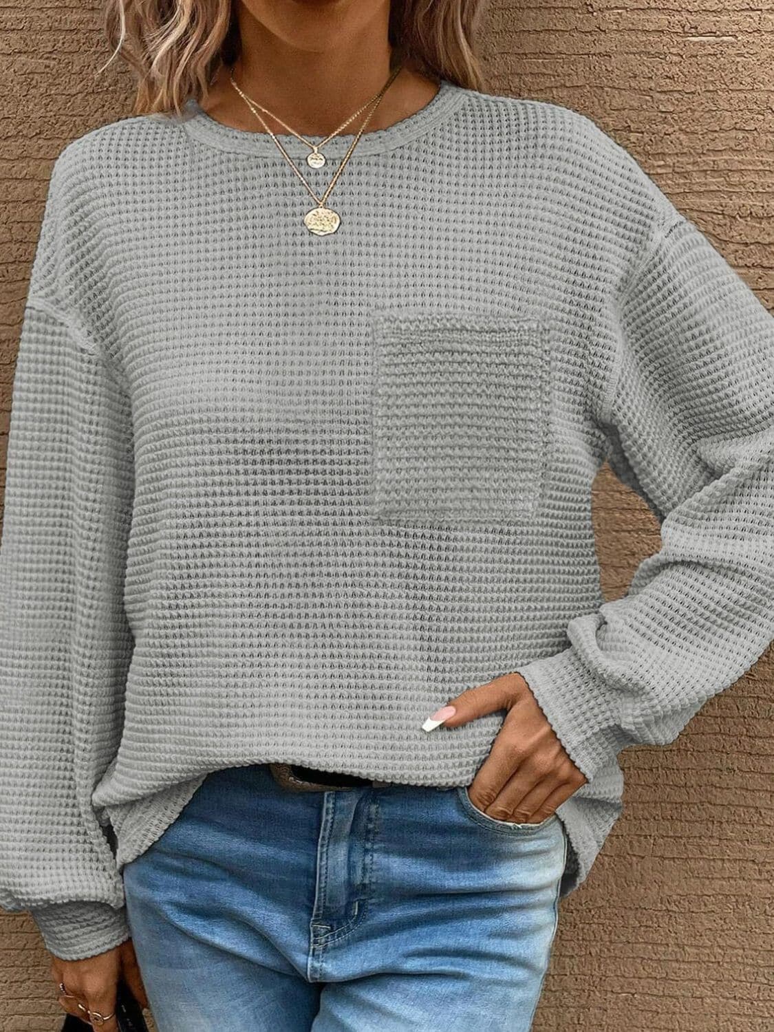 Round Neck Long Sleeve T-Shirt.