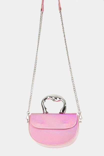 Fame glossy semi-circle handbag