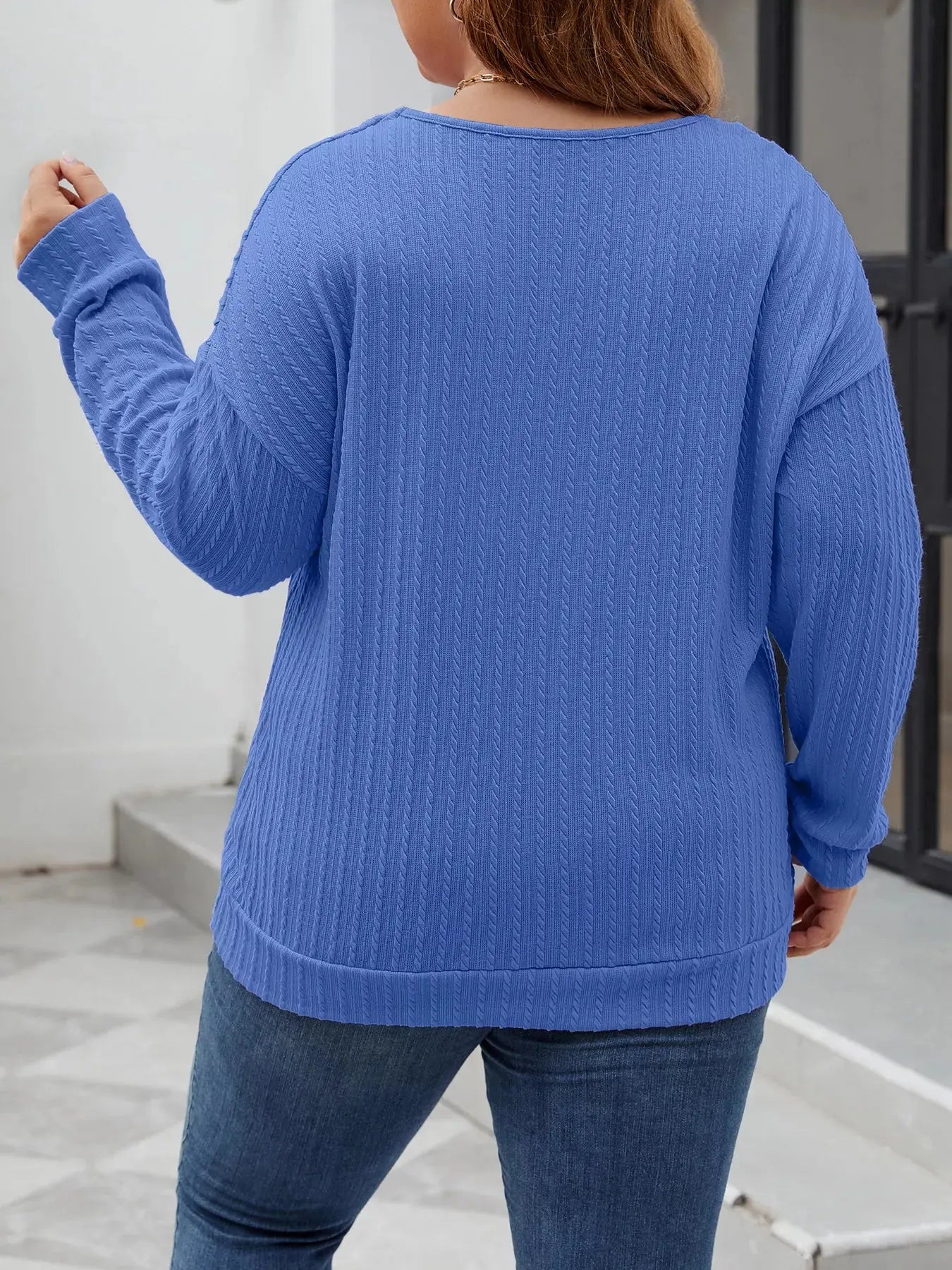 Plus Size V-Neck Dropped Shoulder Blouse Simply Love