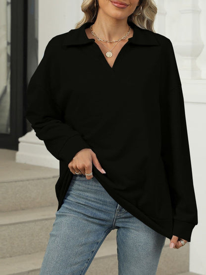 Johnny Collar Cozy Long Sleeve Pullover