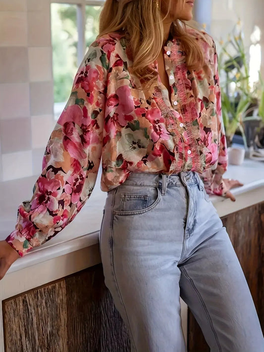 Floral Print Button Up Shirt Simply Love
