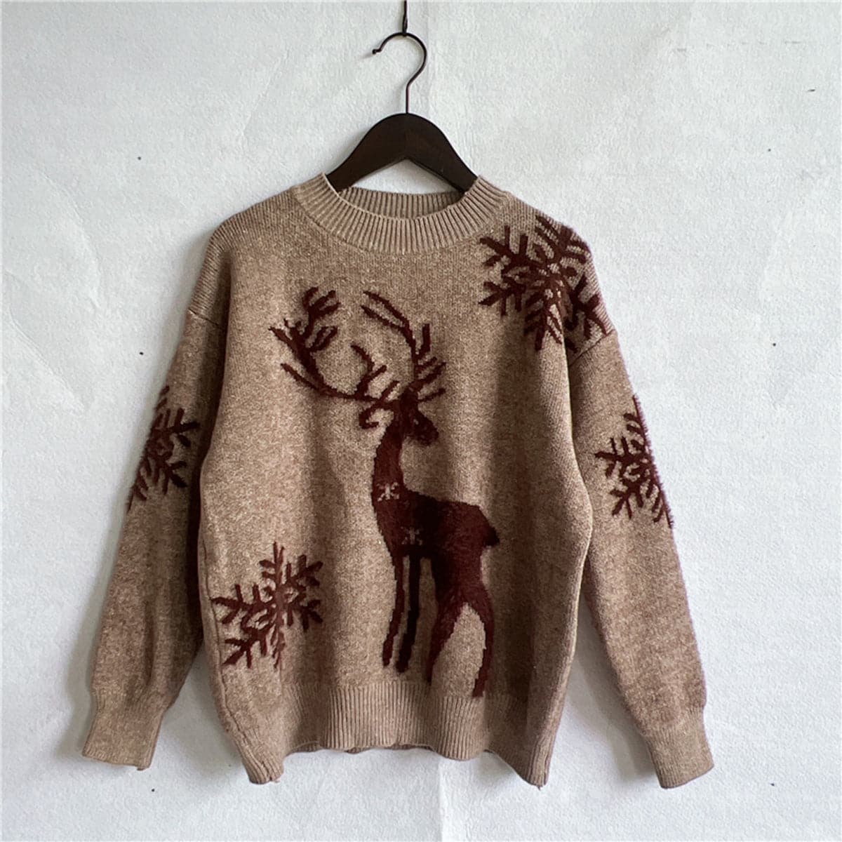 Reindeer and Snowflake Pattern Sweater.