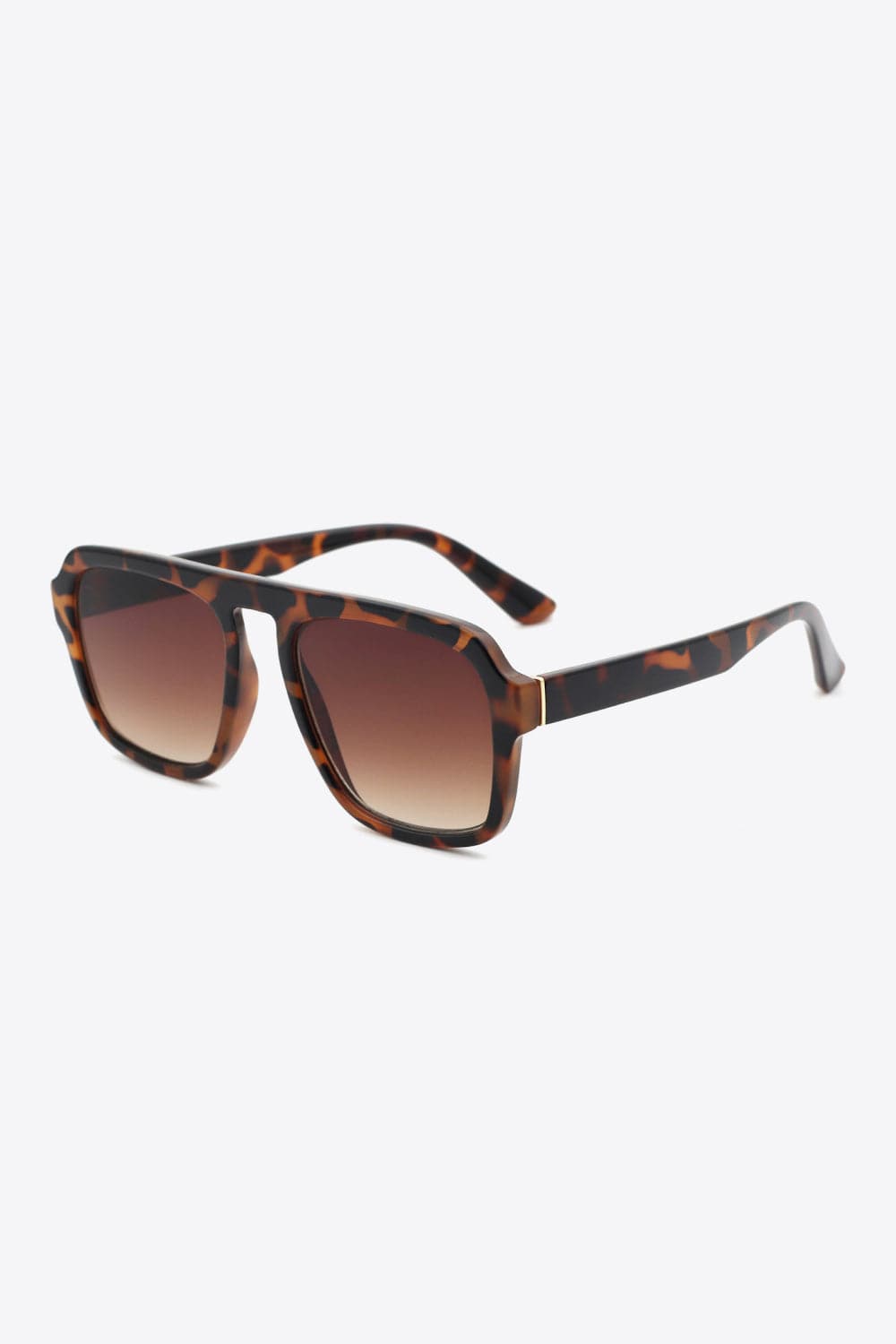 Tortoiseshell Square Polycarbonate Frame Sunglasses.