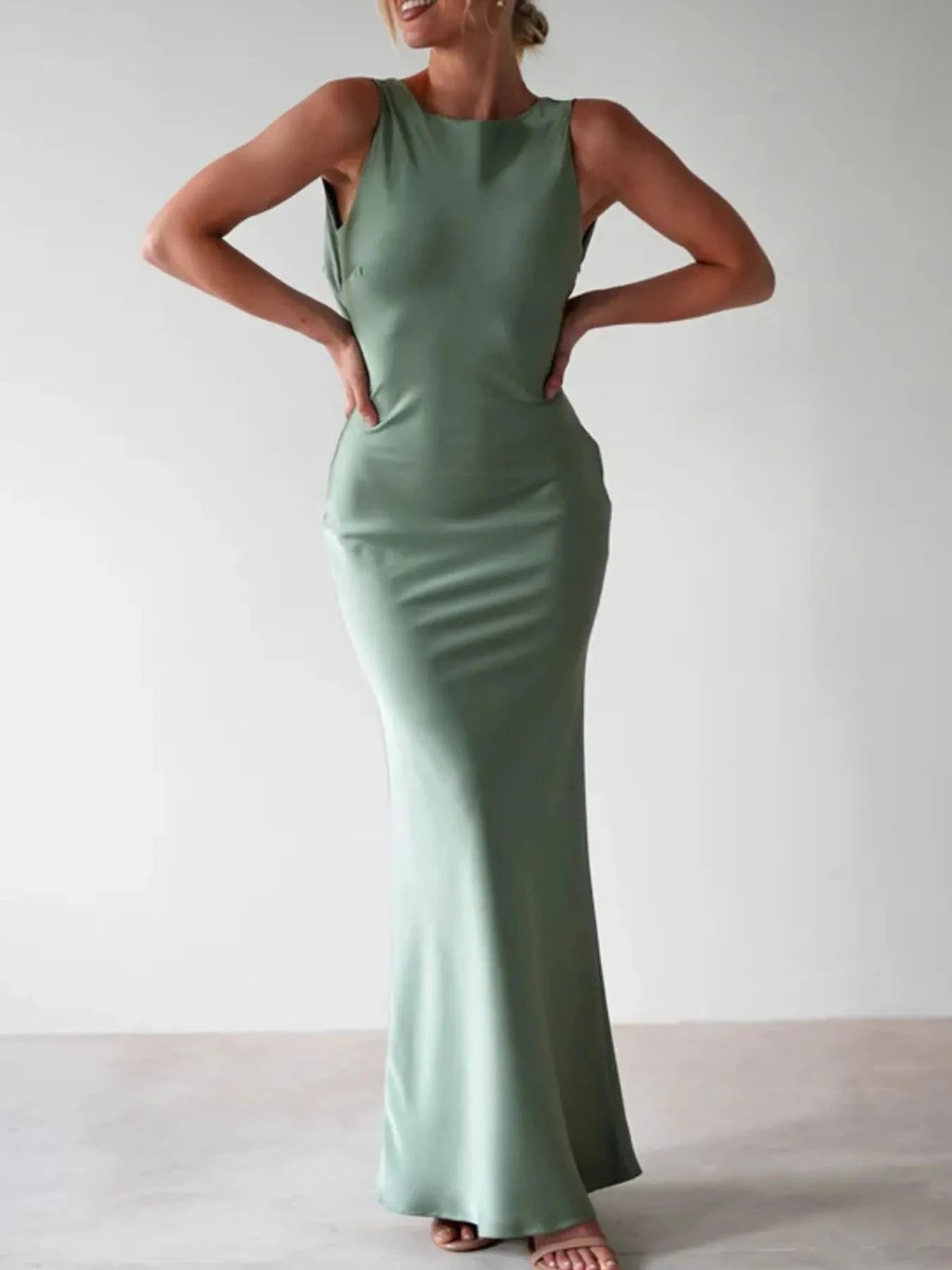 Satin Sleeveless Maxi Dress Coco’s Tee Boutique