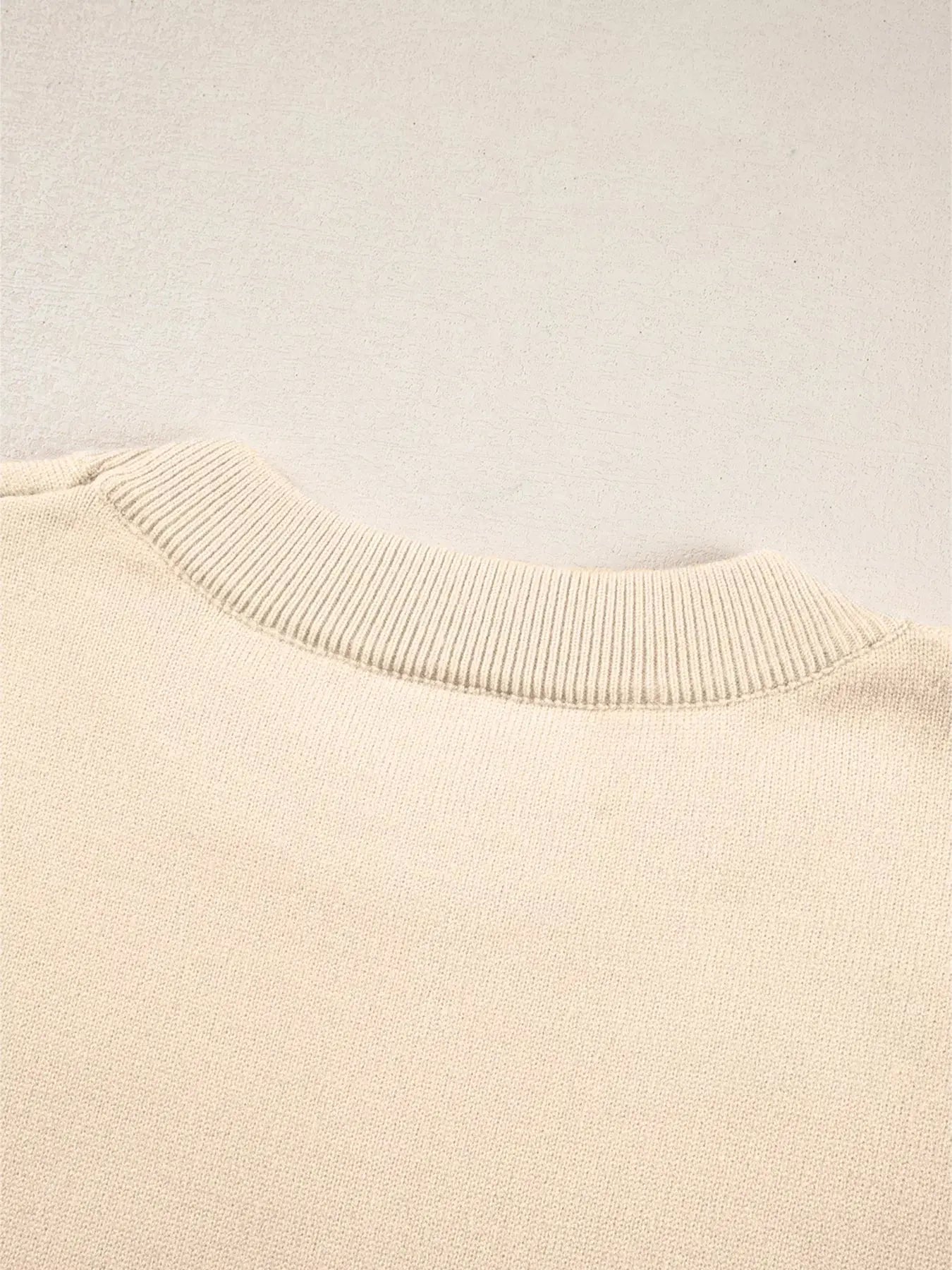 Front Center Seam Drop Shoulder Solid Sweater Simply Love
