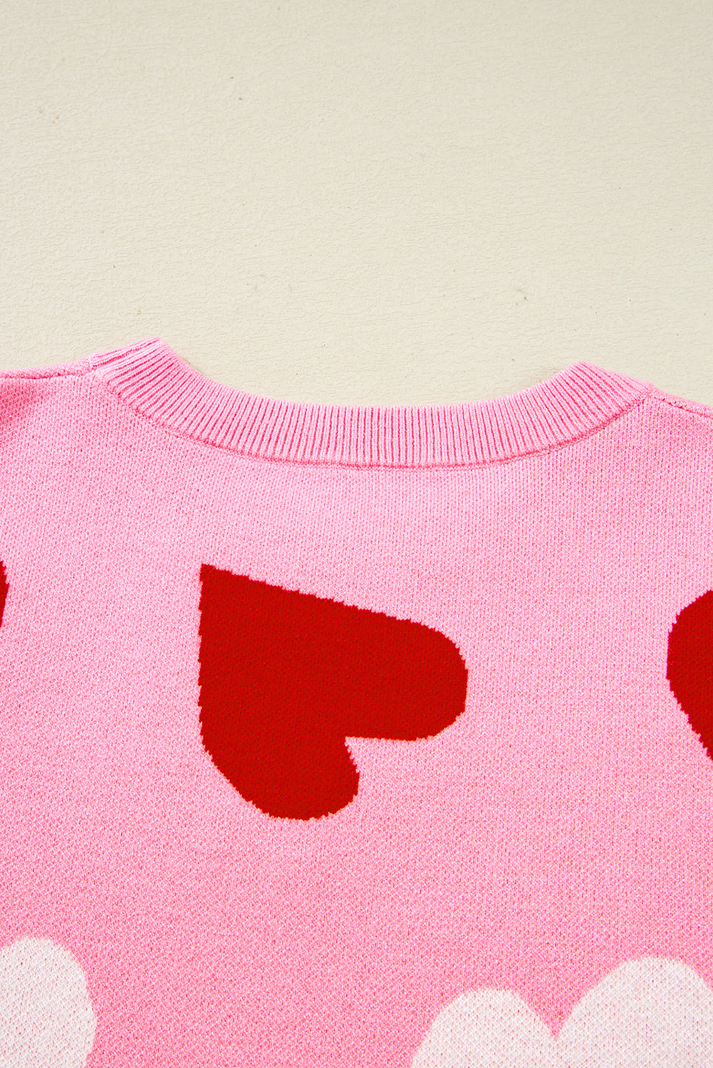 Pink Pearl Embellished Heart Pattern Valentines Day Sweater Dear-Lover Dropshipping