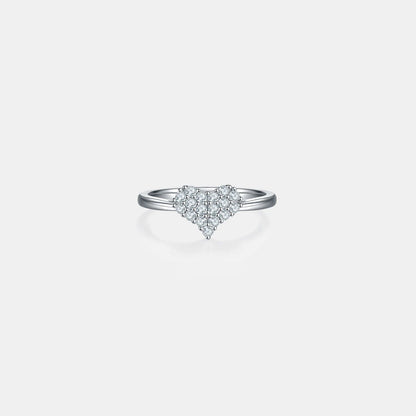 Moissanite 925 Sterling Silver Heart Ring.